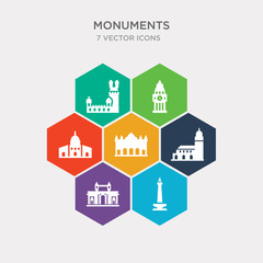 simple set of national monument monas, gateway of india, hassan mosque, alcala gate icons, contains such as icons dome of the rock, the clock tower, belem tower and more. 64x64 pixel perfect.