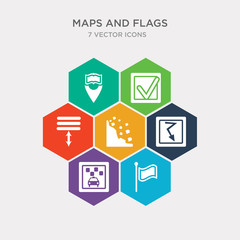 simple set of plain flag, taxi stop, electrocution risk, rock landslide safety icons, contains such as icons spacing, mark, reading zone and more. 64x64 pixel perfect. infographics vector