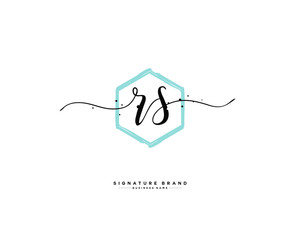 R S RS initial logo handwriting  template vector