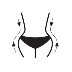 curvy woman silhouette, weight loss icon- vector illustration