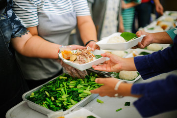 From the philanthropist to help : Donate food to people in society : Homeless Concepts and Poverty : The concept of sharing