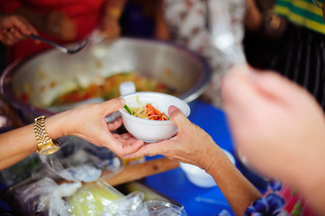 From the philanthropist to help : Donate food to people in society : Homeless Concepts and Poverty : The concept of sharing