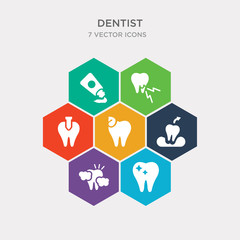 simple set of shiny tooth, tooth cleaning, tooth extraction, filling icons, contains such as icons with metallic root, toothache, toothpaste tube and more. 64x64 pixel perfect. infographics vector