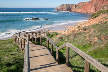 Fototapeta na wymiar Staircase at Amado Beach; Algarve; Portugal