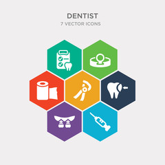 simple set of empty syringe, fake tooth, filler, forceps of dentist tools icons, contains such as icons gauze, headlamp, health report and more. 64x64 pixel perfect. infographics vector