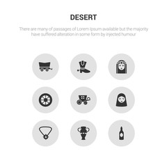 9 round vector icons such as alcohol bottle, amphora, amulet, arab, carriage contains cart wheel, cleopatra, cowboy boot, cowboy cart. alcohol bottle, amphora, icon3_, gray desert icons