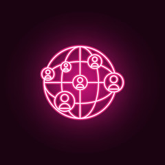 global communication of people icon. Elements of Web in neon style icons. Simple icon for websites, web design, mobile app, info graphics