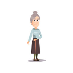Cute fashion old woman with brown skirt stay