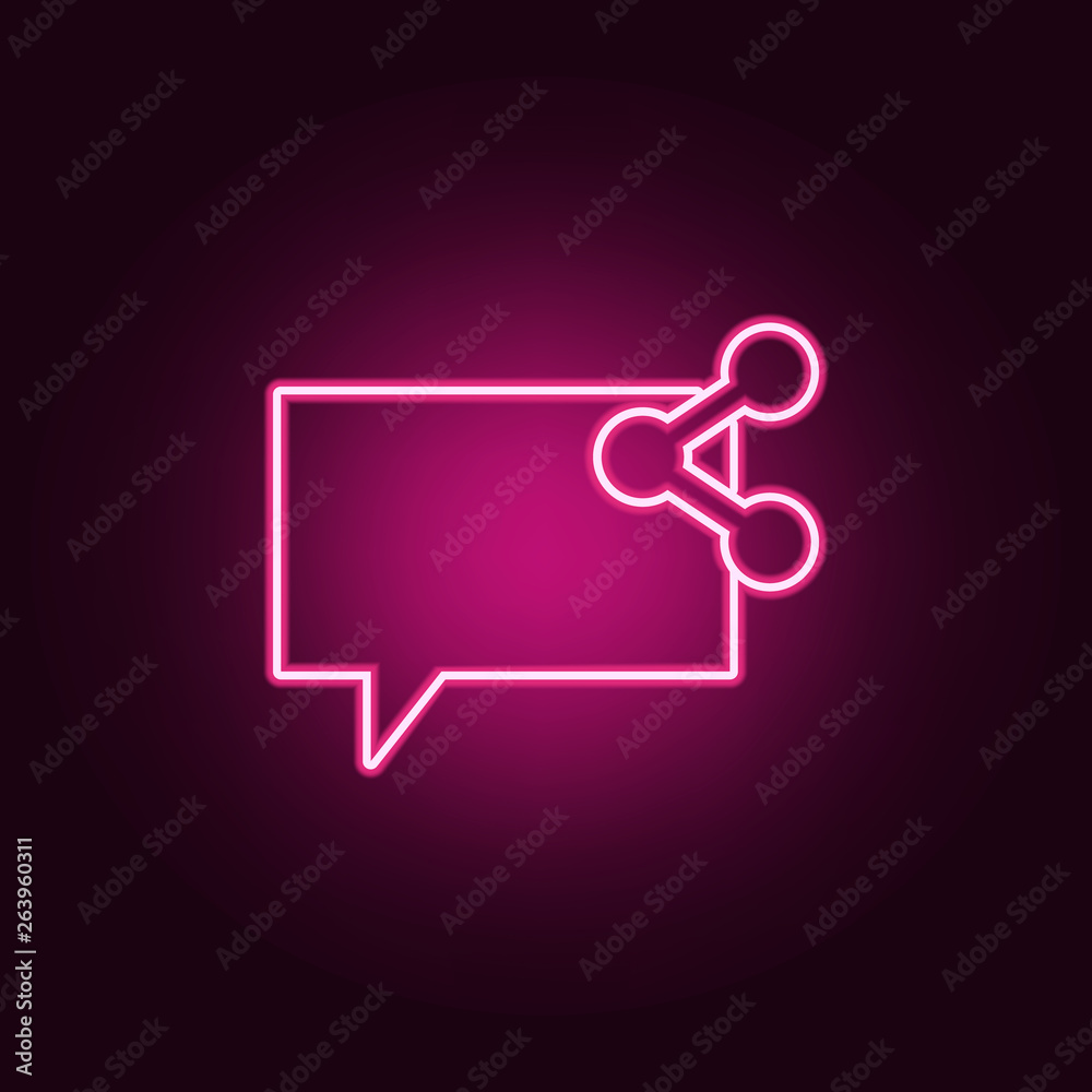 Poster bubbles of communication with the sign will share icon. elements of web in neon style icons. simple 