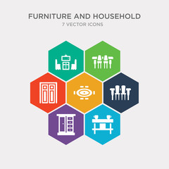 simple set of coffee table, cupboard, dining room, dining table icons, contains such as icons double door, kitchen table, livingroom and more. 64x64 pixel perfect. infographics vector
