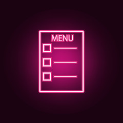 restaurant menu icon. Elements of Web in neon style icons. Simple icon for websites, web design, mobile app, info graphics