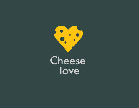 Creative abstract yellow heart cheese logo