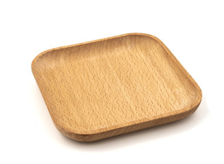 Empty wooden cups (plates) isolated on white background