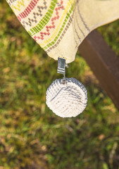 Clip tablecloth weights attached to a table cloth outdoors these are designed to hold your table...