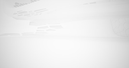 Obraz premium Abstract white parametric interior with window. 3D illustration and rendering.