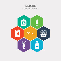 simple set of liquor, mai thai, pub, sieve icons, contains such as icons tomato juice, vodka, water jug and more. 64x64 pixel perfect. infographics vector