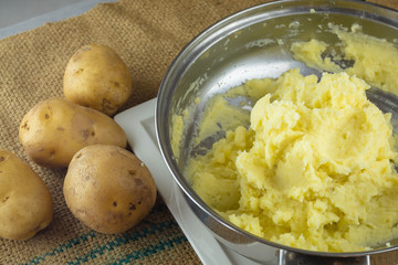 Crushing Boiled Potatoes With A Potato Masher homemade