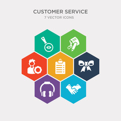 simple set of handshake, headphones, ribbon, list icons, contains such as icons support, edit, search and more. 64x64 pixel perfect. infographics vector