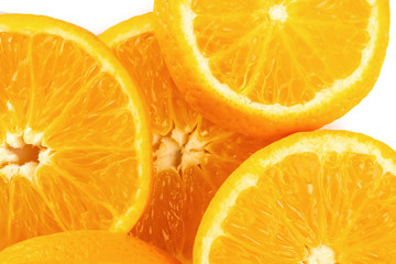 Fresh Sliced ​​oranges isolated over white background