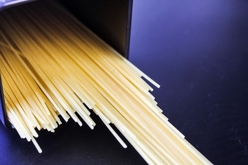 Spaghetti on a black background