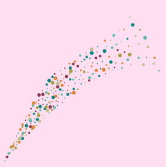 Festive background with multicolored confetti. Yellow, pink, blue circles but against a white background. Flying confetti.