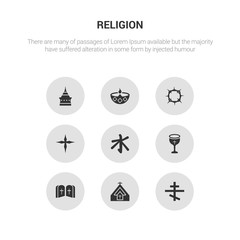 9 round vector icons such as christianity, church, commandments, communion, confucianism contains cross, crown of thorns, diwali, doi suthep. christianity, church, icon3_, gray religion icons