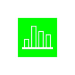 Graph icon in negative space on green square.- vector