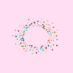 Festive background with multicolored confetti. Yellow, pink, blue circles but against a white background. Flying confetti.