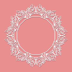 Flower frame. laser cutting template. Flowers, leaves for the lace decoration