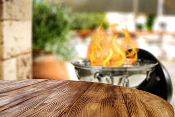 Desk of free space and grill time 