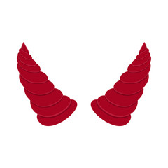 Red devil horn isolated on white background. Cartoon style. Clean and modern vector illustration for design, web.