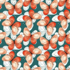 Pattern of butterflies. Beautiful seamless decorative background