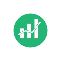 Charts icon that show increase sales in negative space on red circle.- vector