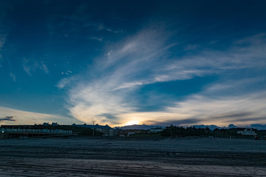 The sky at the beach at sunset