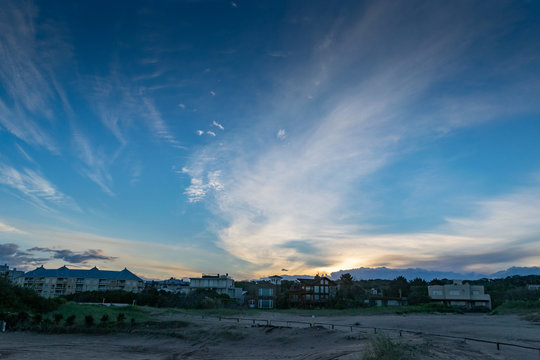 The sky at the beach at sunset