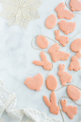 Unfrosted Pink Easter Sugar Cookies 