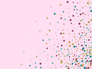 Festive background with multicolored confetti. Yellow, pink, blue circles but against a white background. Flying confetti.