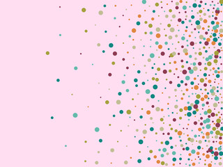 Festive background with multicolored confetti. Yellow, pink, blue circles but against a white background. Flying confetti.