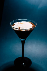 chocolate mousse on a dark background