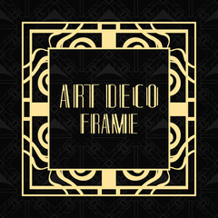 Vintage ornamental modern art deco border frame for invitation and packaging of luxury products. Retro luxury background