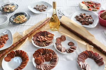 Close up of traditional homemade pork .sausage