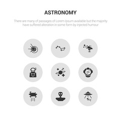9 round vector icons such as abduction, alien, asteroid, astranaut helmet, astrology contains astronaut, astronomy, big dipper, black hole. abduction, alien, icon3_, gray astronomy icons