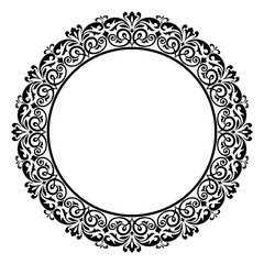 Decorative frame Elegant vector element for design in Eastern style, place for text. Floral black border. Lace illustration for invitations and greeting cards