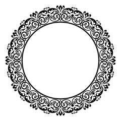 Decorative frame Elegant vector element for design in Eastern style, place for text. Floral black border. Lace illustration for invitations and greeting cards