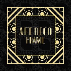 Modern art deco vintage border and frame for design of badge, logo, label, invitation and packaging of luxury products. Retro luxury background. Vector illustration