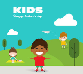 Kids enjoying in the park on children's day.