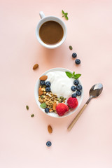 Healthy breakfast with yogurt and granola