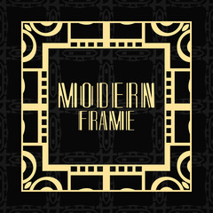 Vector geometric frame in modern art deco style. Rectangle vector abstract element for design of badge, logo, label, invitation and packaging of luxury products. Vintage luxury background