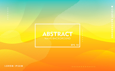 Dynamic wave background. Modern yellow and blue gradient color wavy abstract shape composition. Colorful fluid landing page.