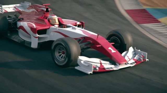 Formula one race car driving through hairpin curve - realistic high quality 3d animation - visit our portfolio for more